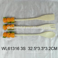 2016 popular flatware set of wooden fork / spoon / scoop with pineapple shape